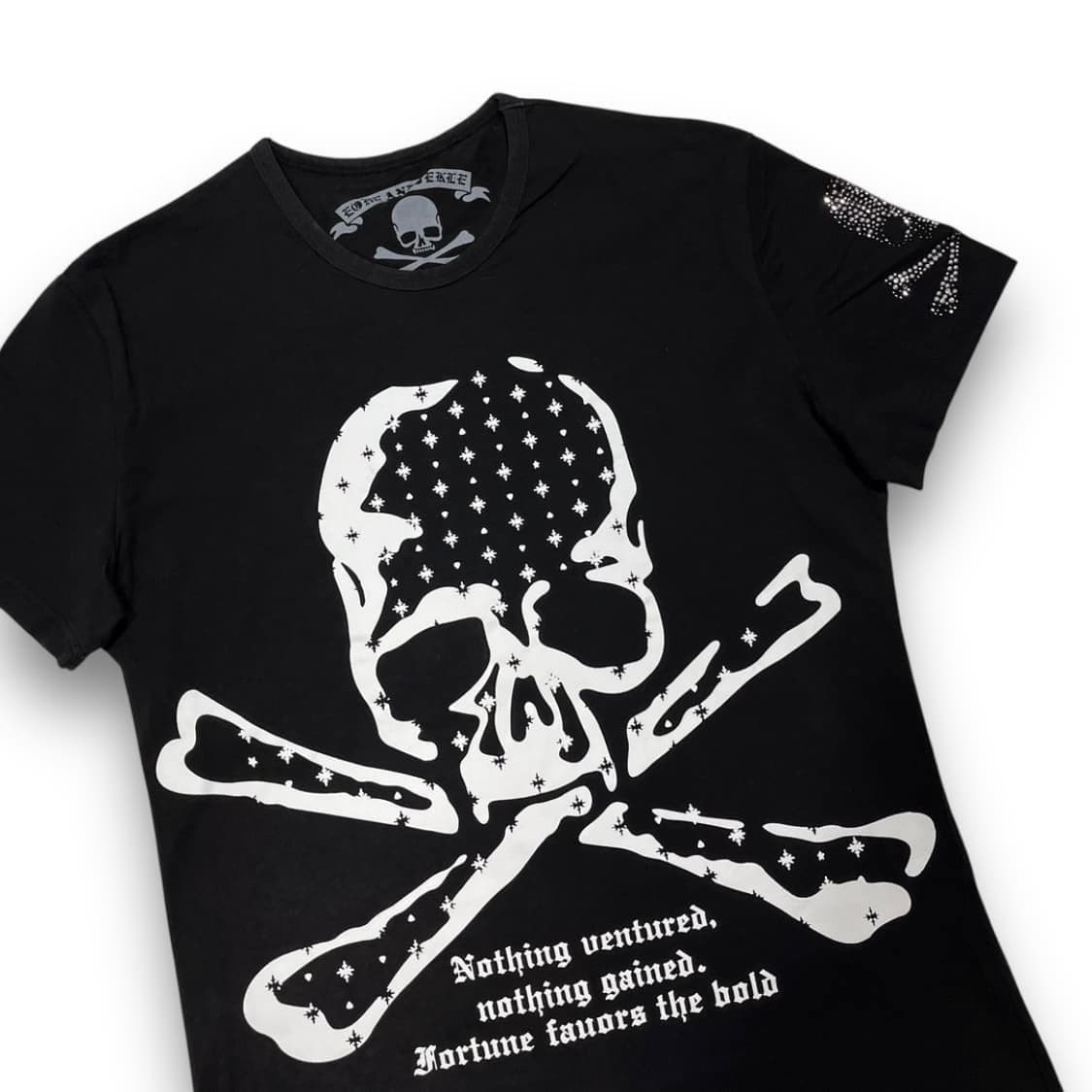 로엔 락시크 스컬 크리스탈 패턴 슬림 반팔 티셔츠 상품이미지2