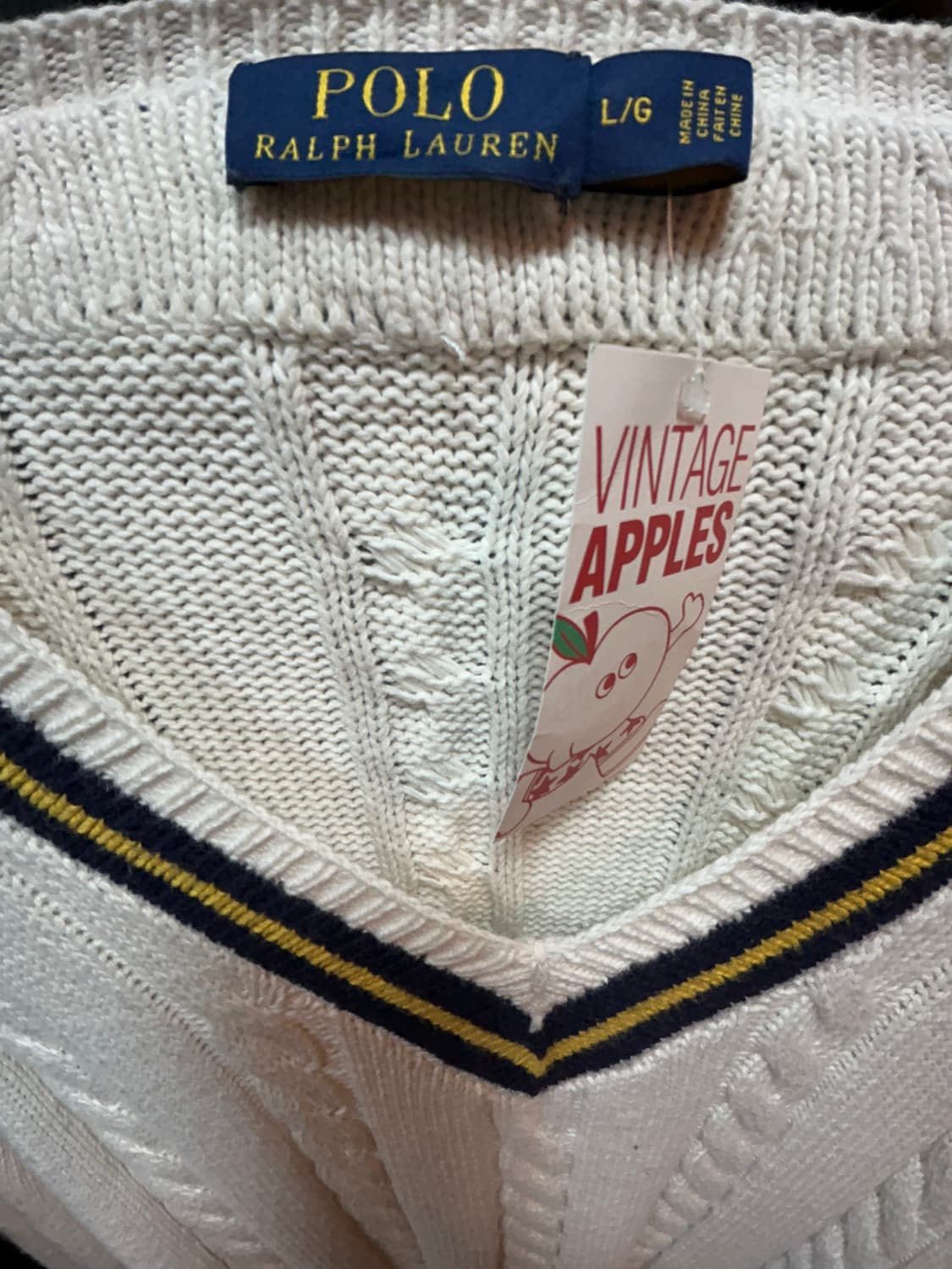 폴로 랄프 로렌 케이블 브이넥 크리켓 니트 상품이미지3