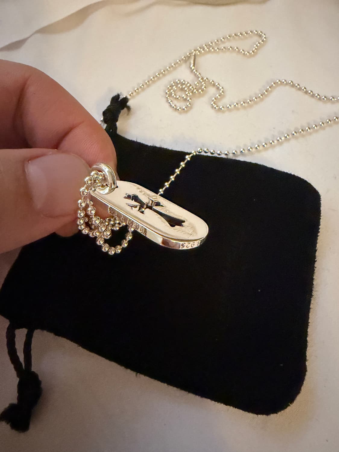 크롬하츠 도그택 타이니 컷아웃 크로스 펜던트 미니+볼체인 상품이미지2