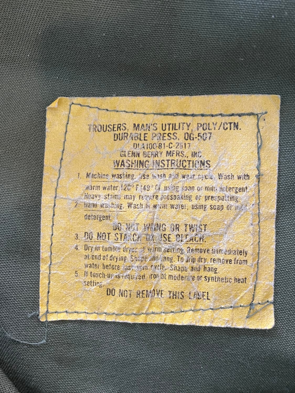 미군 og-507 퍼티그 카키 팬츠바지 상품이미지4