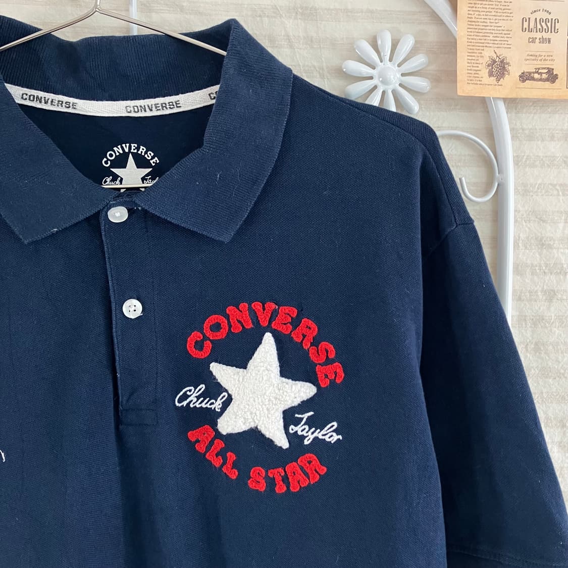 빈티지 컨버스 카라 네이비 반팔 972 y2k 스트릿 갸루 펑키 일본빈티 상품이미지3