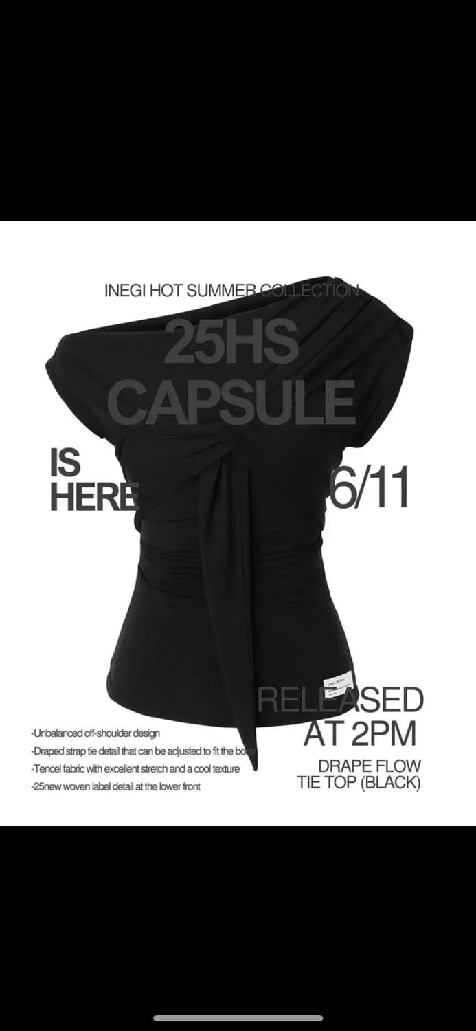 이네기 드레이프 탑 Drape Flow Tie Top (black) 상품이미지1
