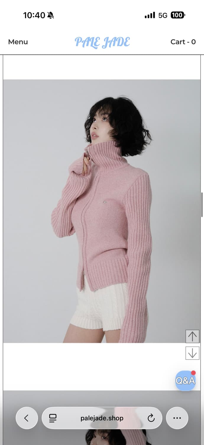 페일제이드 터틀넥 울 니트 집업 핑크 상품이미지2