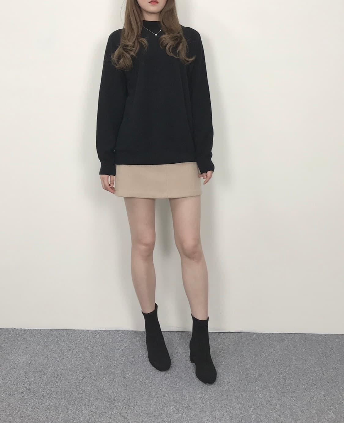 메리노 울캐시 홀가먼트 반목니트 블랙 (M)새상품 상품이미지3