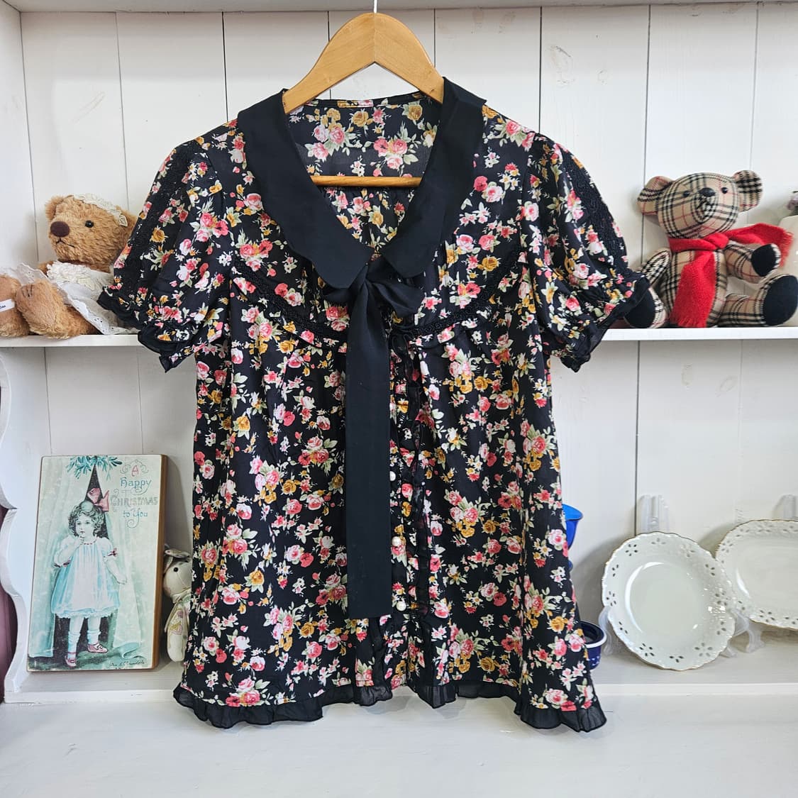 (Axes Femme) 플라워 리본 블라우스 상품이미지1