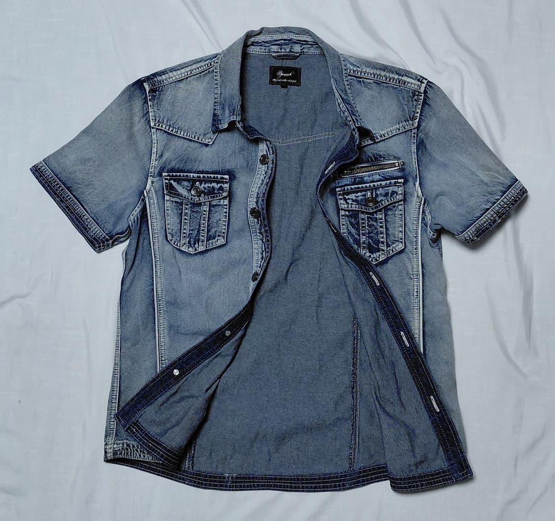 [LL] Spinash 빈티지 워싱 데님 웨스턴 반팔 셔츠 상품이미지5