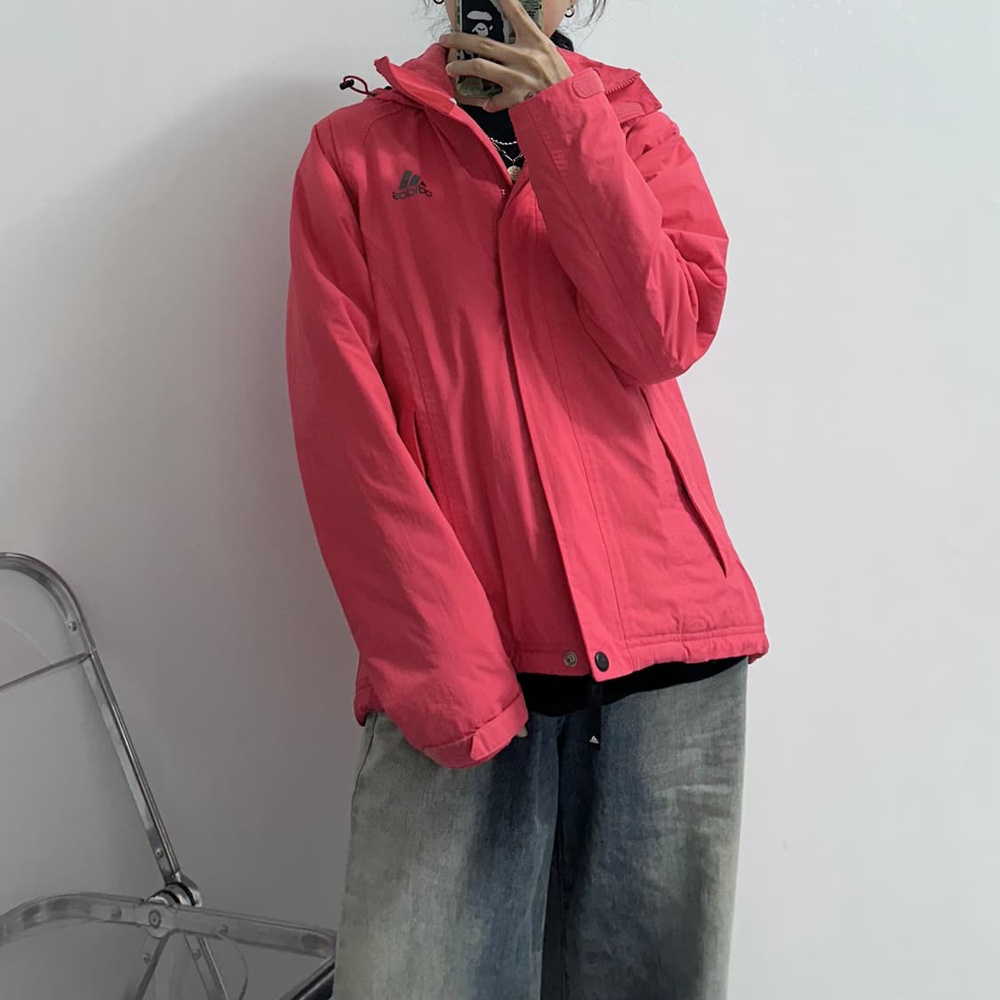 아디다스 00s 핑크 패디드 바람막이 자켓 상품이미지2