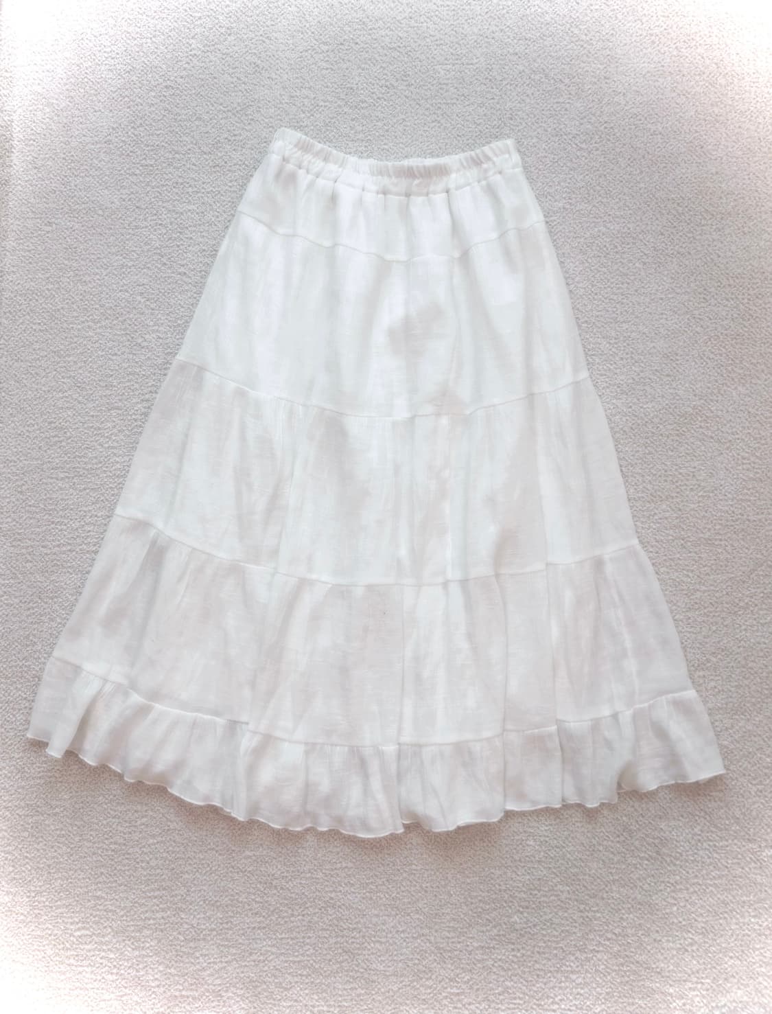 빈티지 화이트 티어드 캉캉 롱스커트 모리걸 엑시즈팜 어스뮤직 상품이미지1