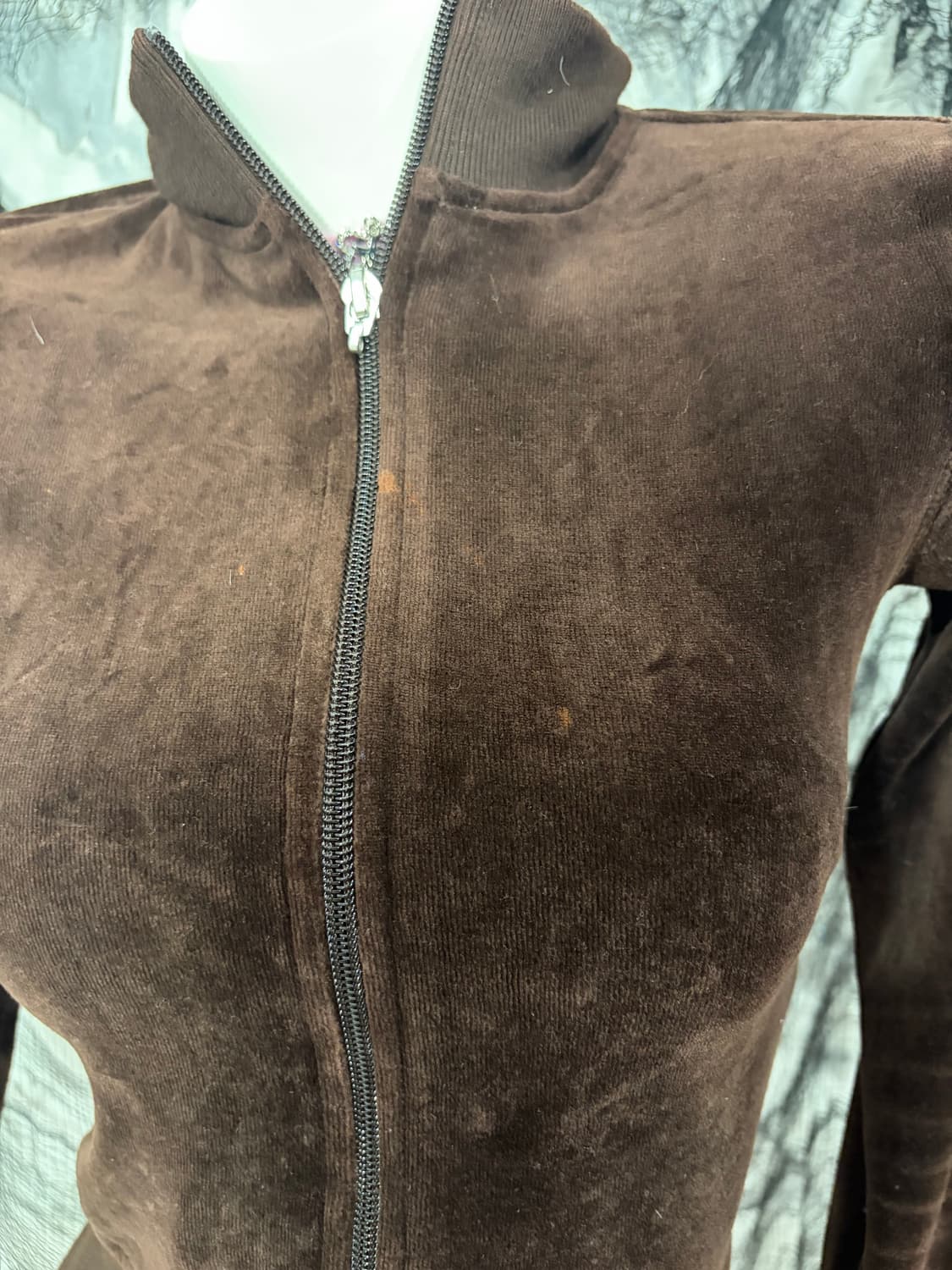 Y2K slim fit crop brown Velvet jersey 상품이미지9