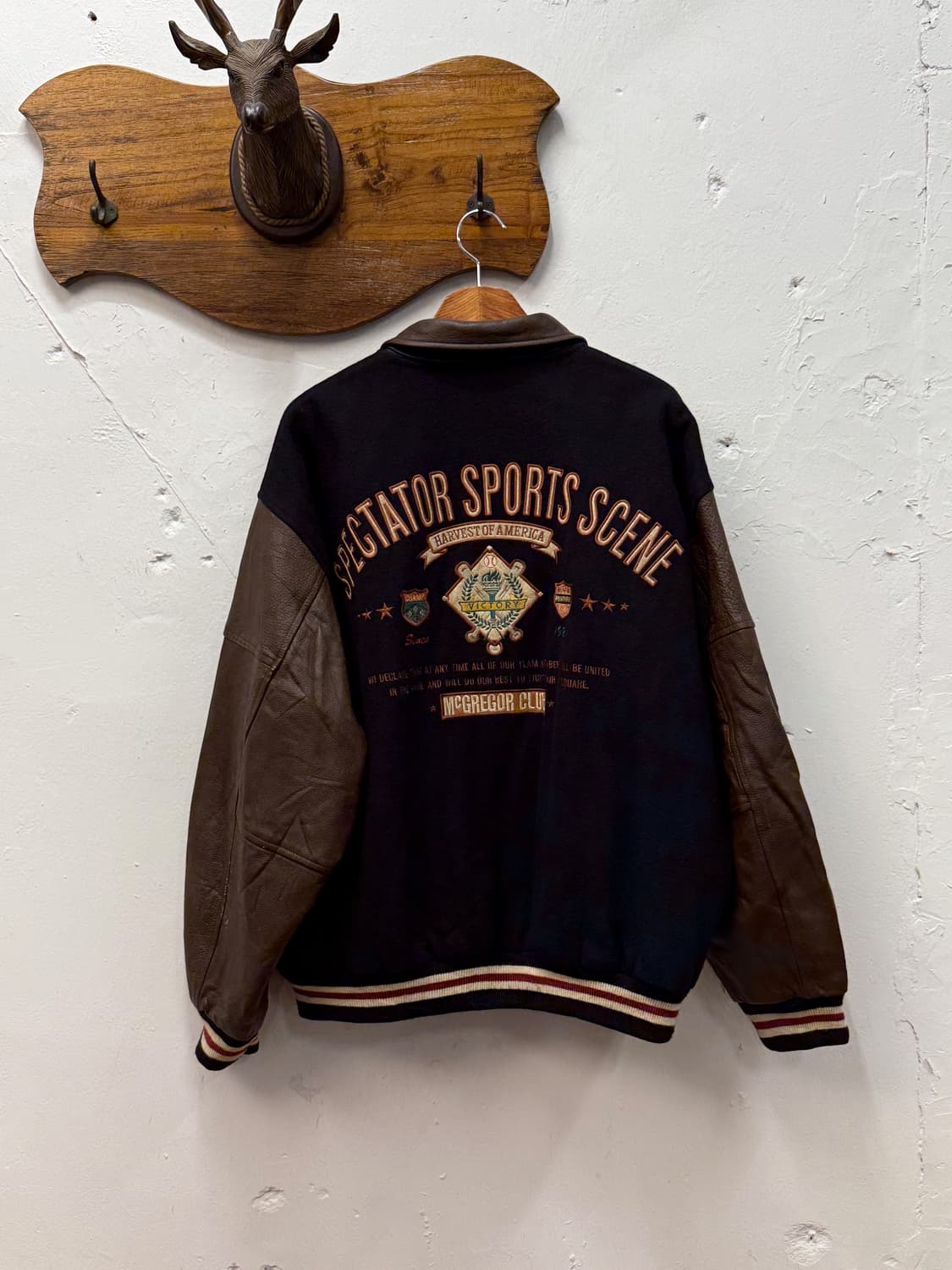 XL) 90s McGREGOR CLUB Leather Arm Varsit 상품이미지6