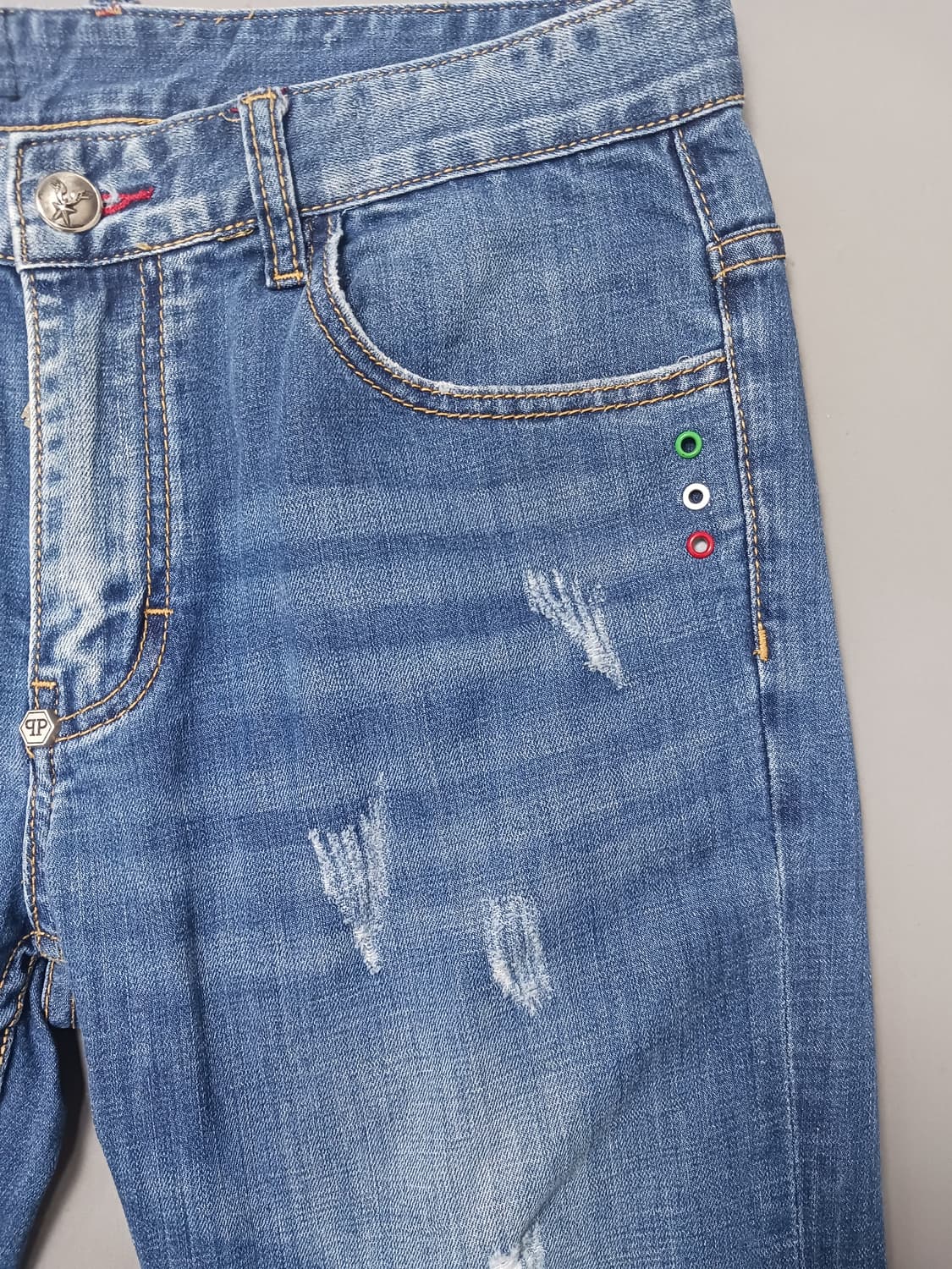 [32] 필립플레인 자수패치 슬림진 청바지 상품이미지4