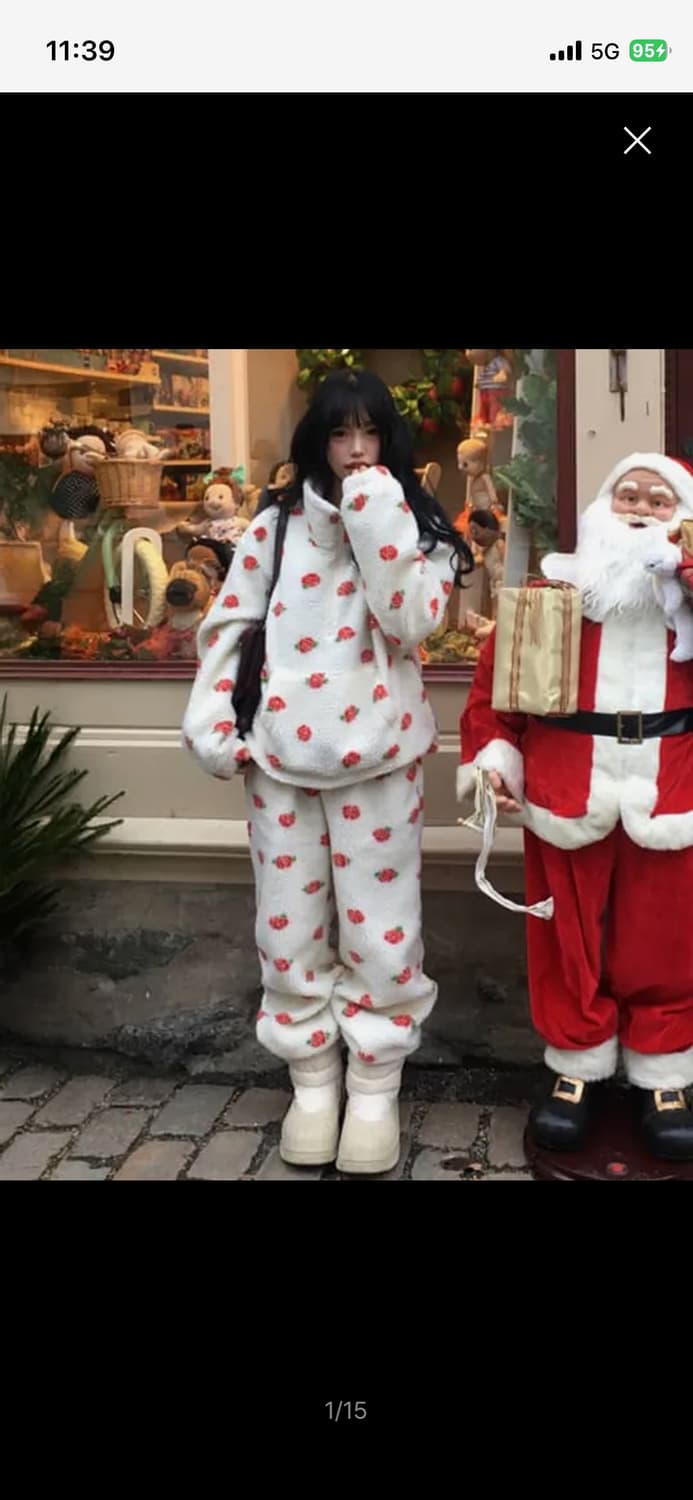 유희 ROSE PATTERN FLEECE  셋업 상품이미지1