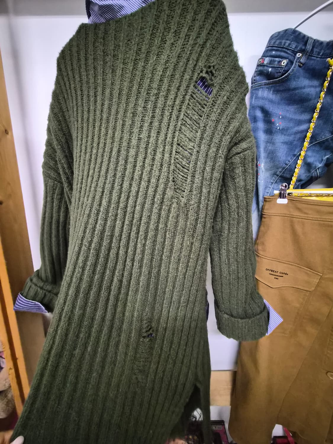 씨 골지 자수와팬 롱니트 아우터 상품이미지8