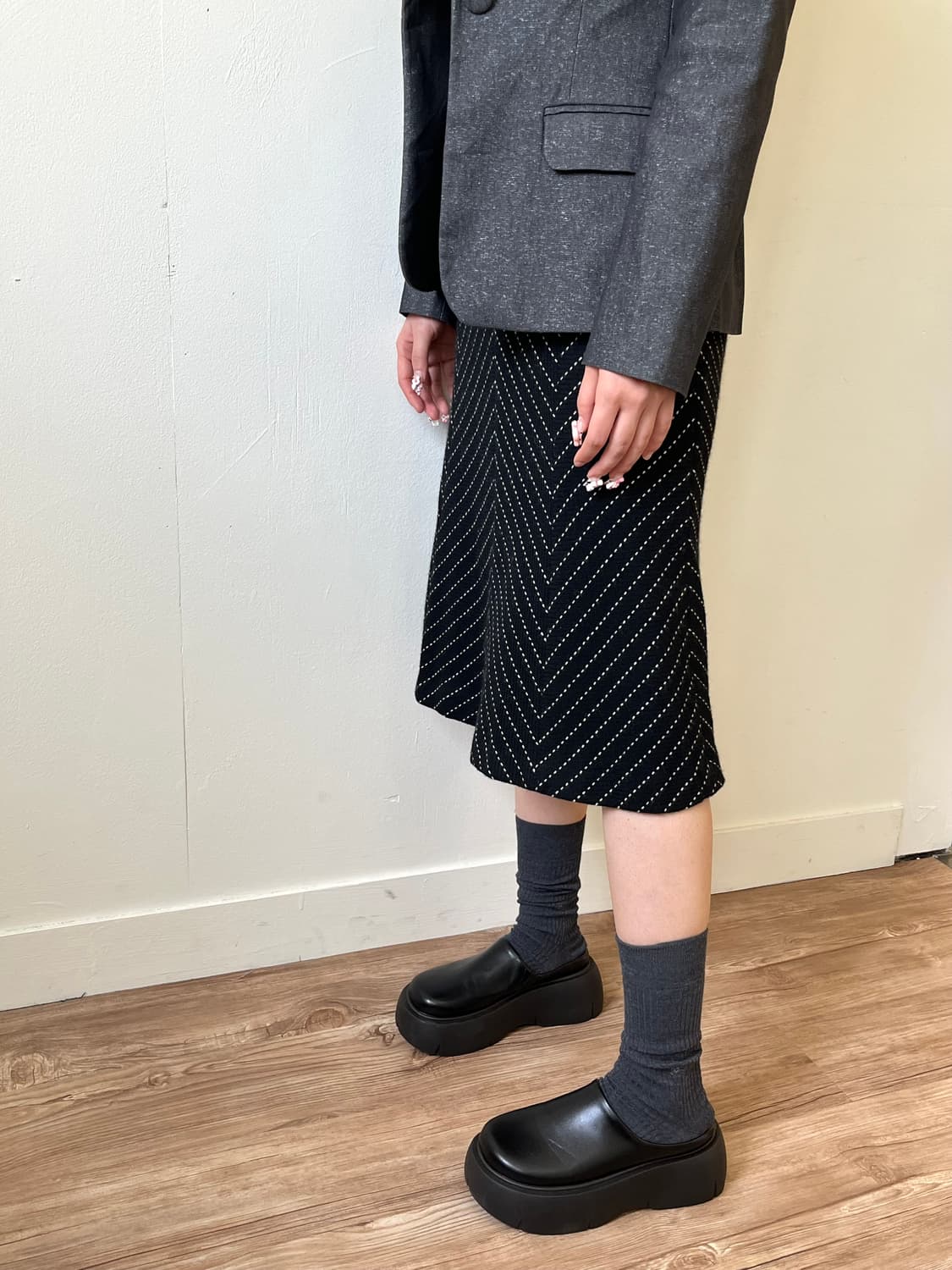 LEMIORE 스티치 캐시미어 스커트 상품이미지6