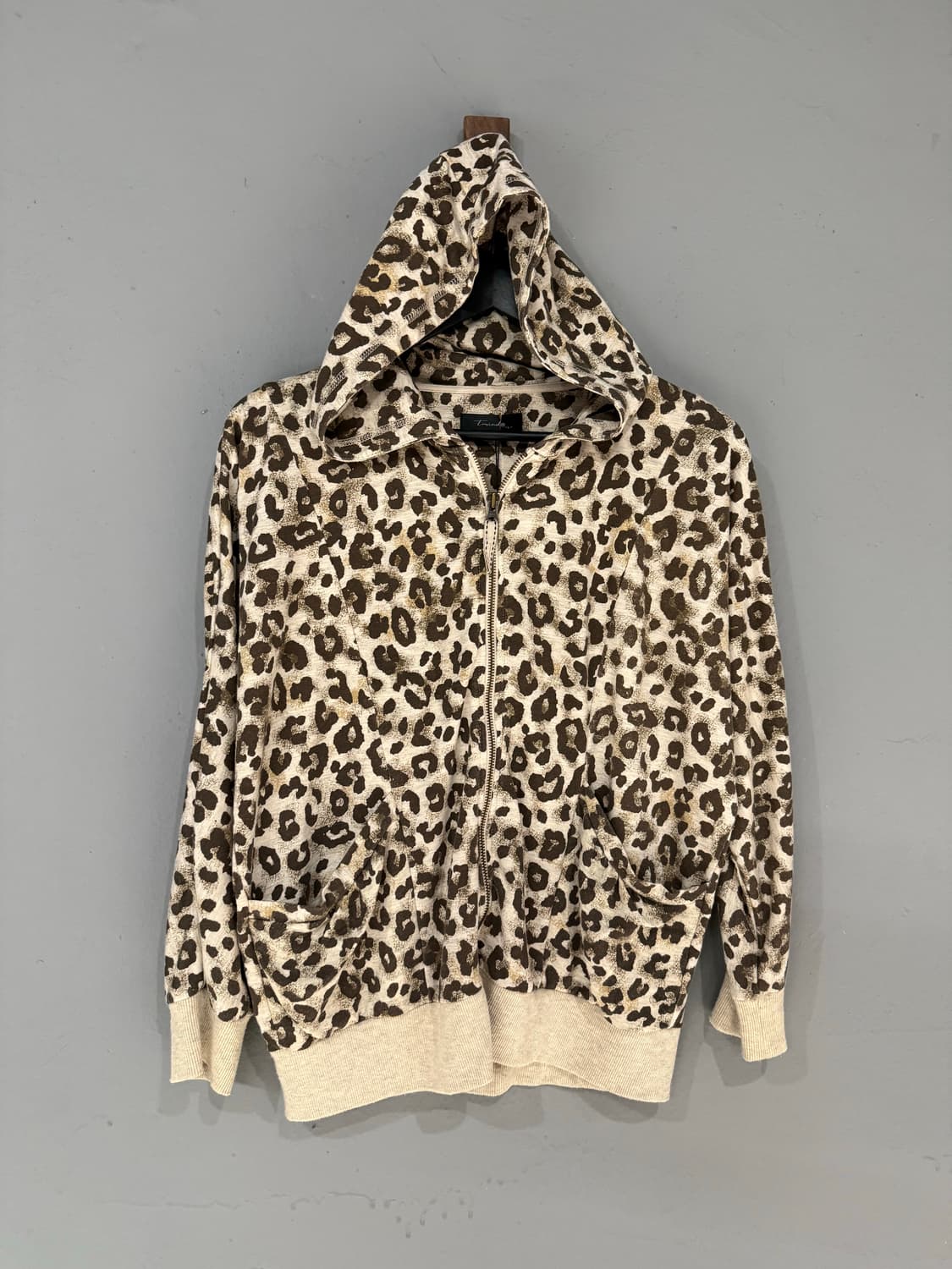 leopard pattern pocket hood zip-up  상품이미지4