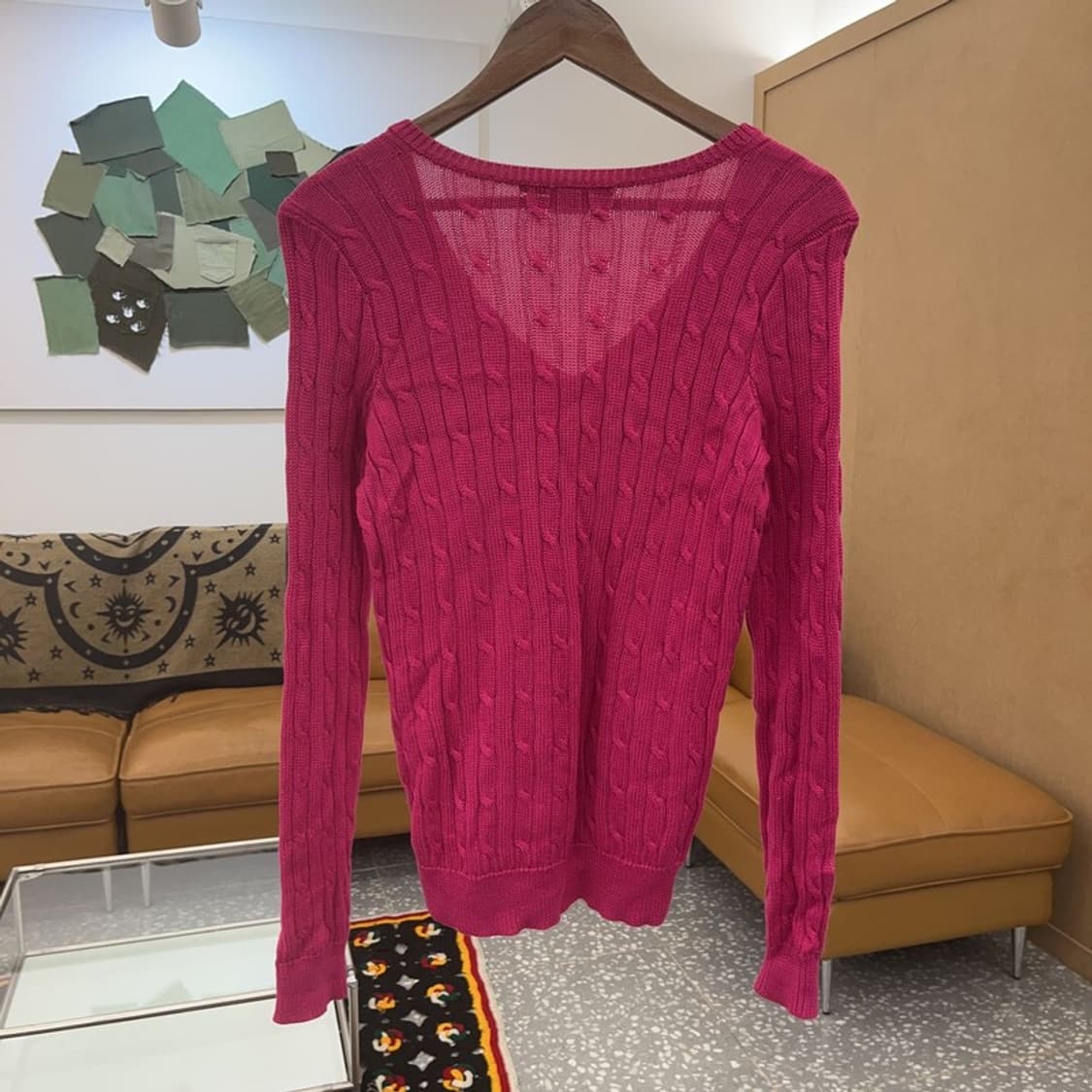 폴로 랄프로렌 Y2K 여리핏 핫핑크 케이블 꽈배기 니트 M C07285 상품이미지4