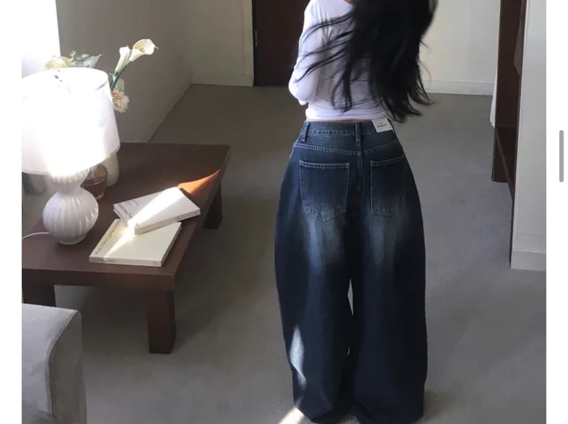 와이드 벌룬 롱 데님 팬츠  상품이미지3