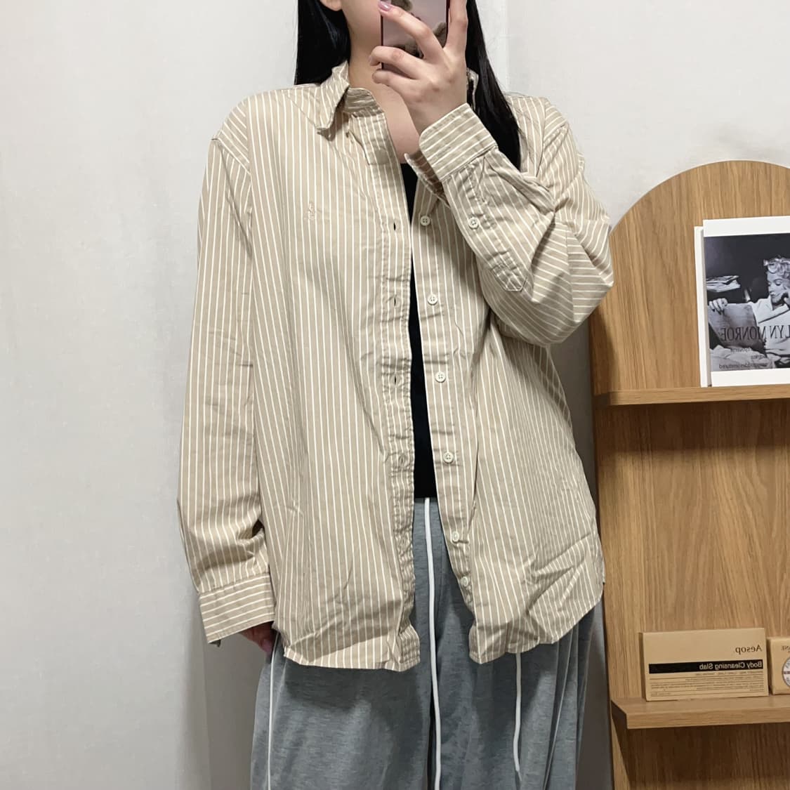 [정품] 빈폴 베이지 스트라이프 셔츠 [ 95 ] 상품이미지3