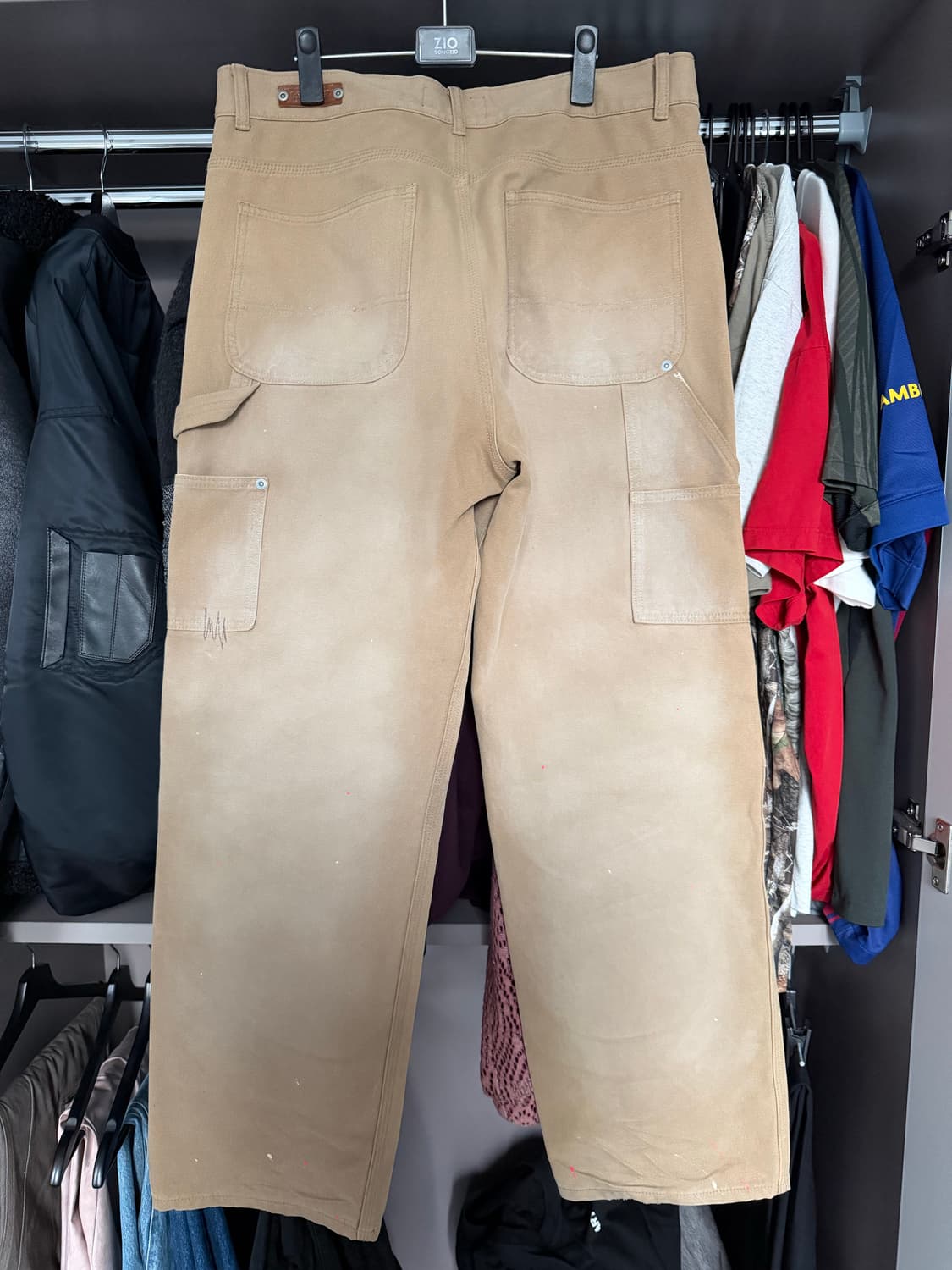 [L]블랙아웃 크랙 더블니 팬츠 베이지 상품이미지2