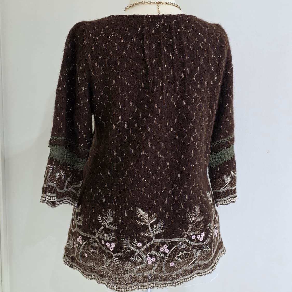오리엔탈st 모리걸 브라운 울니트 글리터 슬리브블라우스 상품이미지2