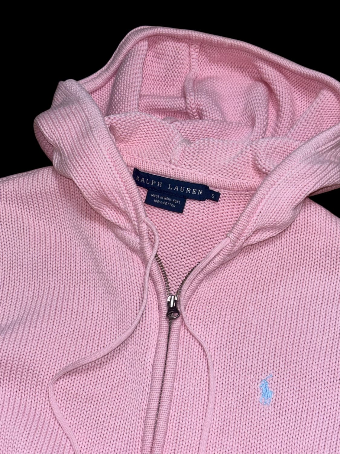 폴로 랄프로렌 딸기우유 색상 니트 후드집업 상품이미지1