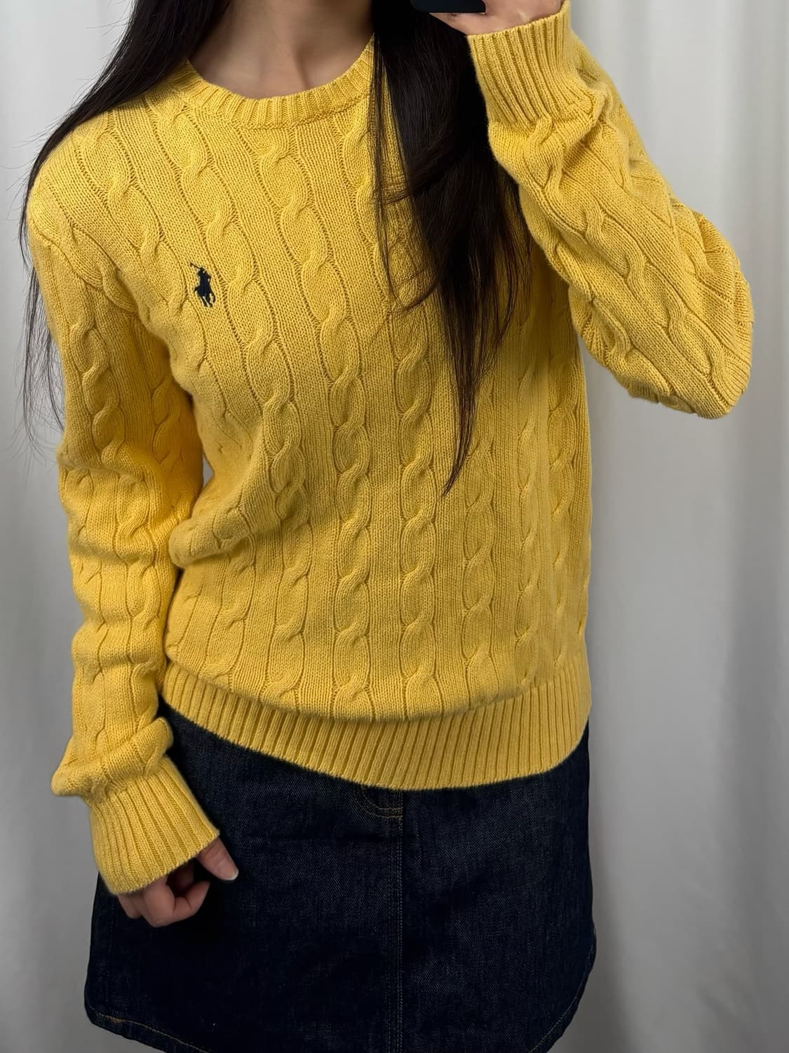 폴로 옐로우 코튼 꽈배기 니트 상품이미지2