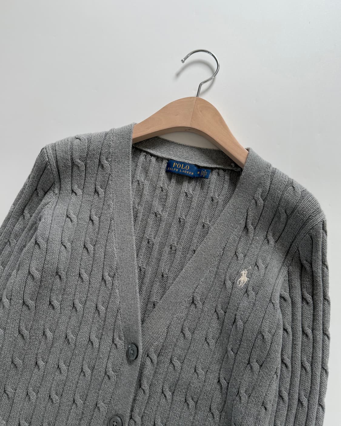Polo 폴로 랄프로렌 신형 그레이컬러 브이넥 케이블 니트 가디건 상품이미지4