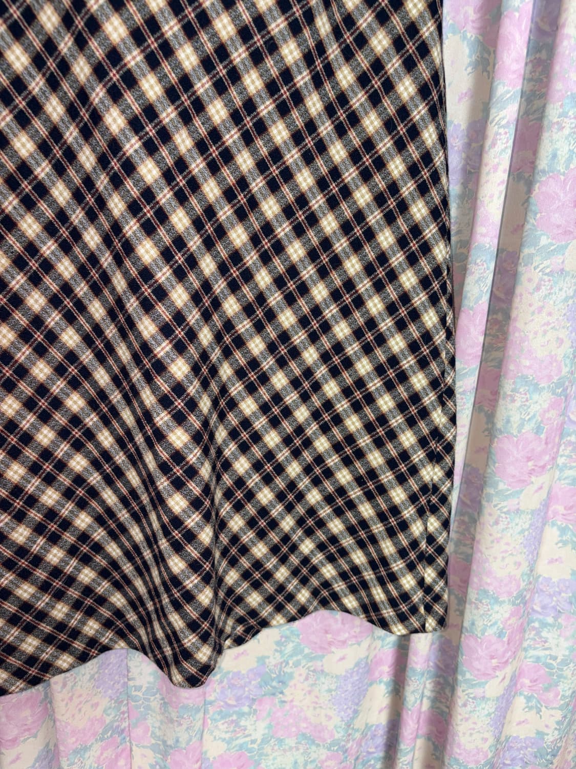 네이비 베이지 체크 롱 스커트 상품이미지7