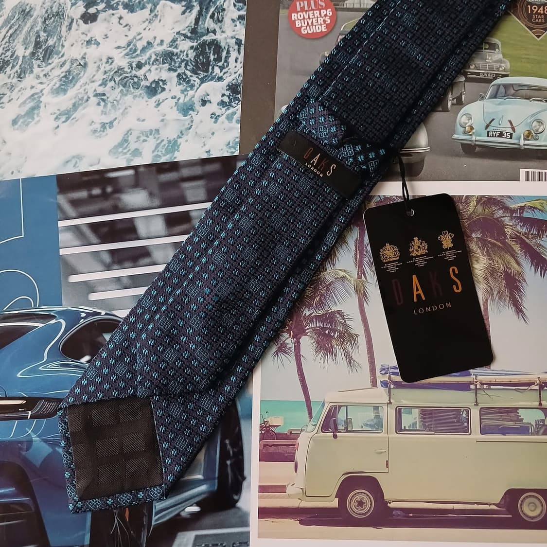 닥스 실크 블루 로고 자카드 슬림 넥타이 7.7cm 새상품 A19131
 상품이미지4