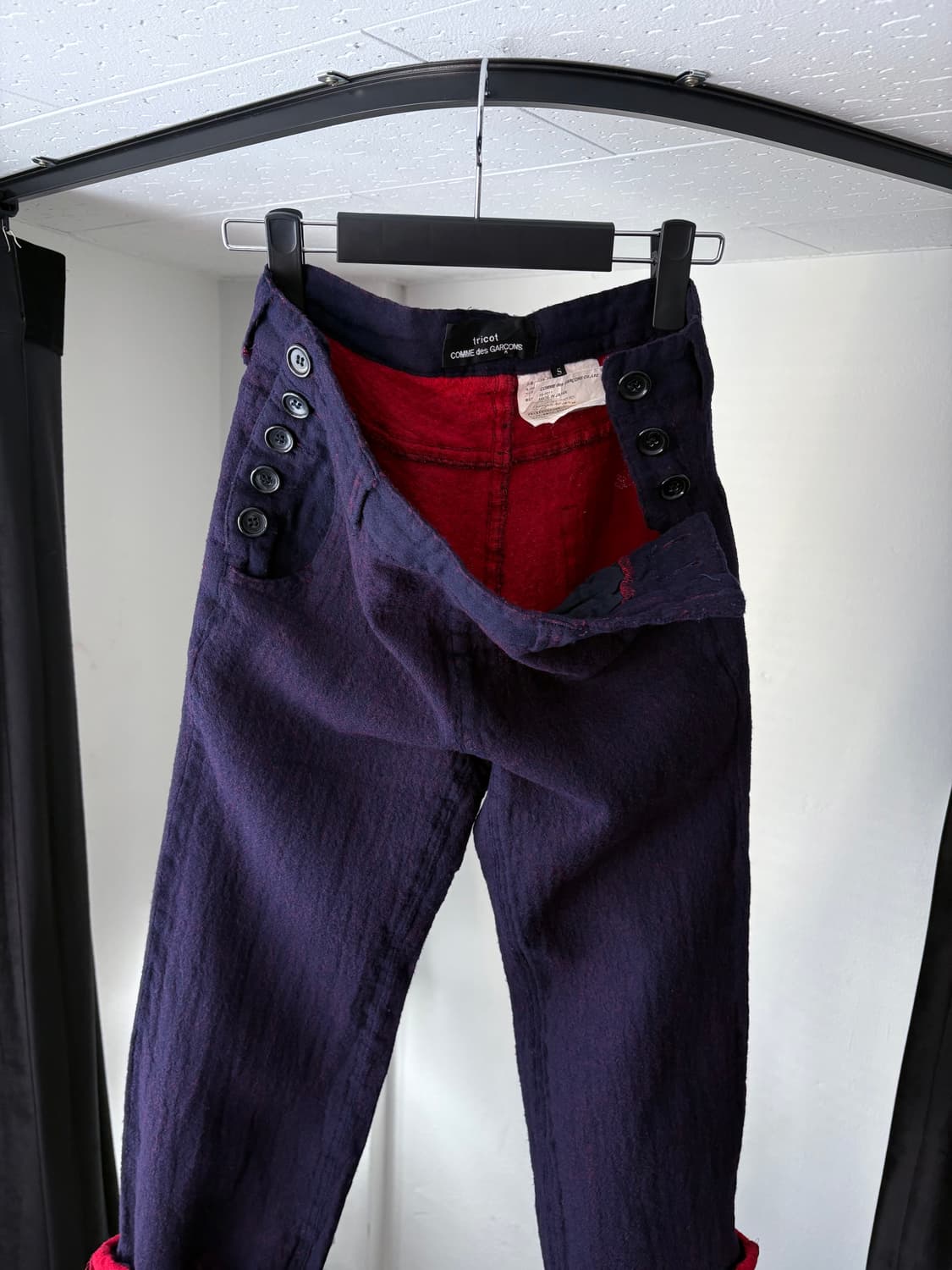 [S] AD2008 꼼데가르송 트리코 투페이스 울 버튼 팬츠 상품이미지4