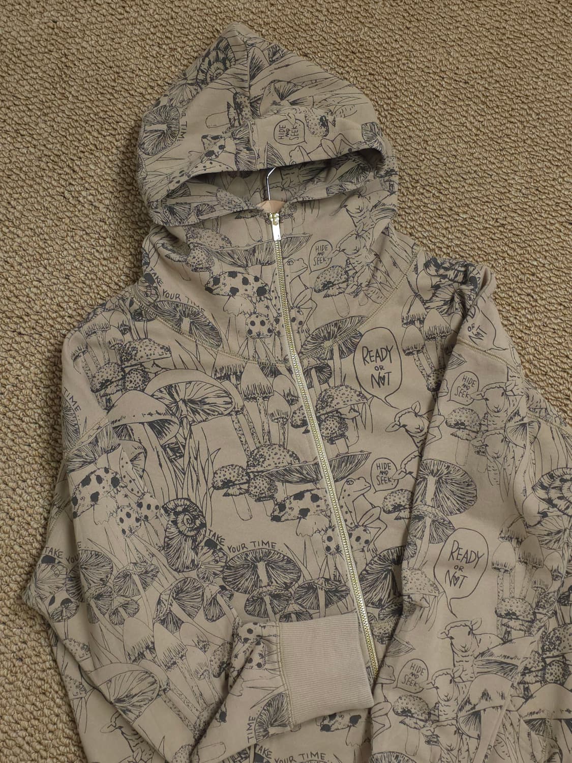 일본 Scolar 버섯 패턴 후드 집업 상품이미지1