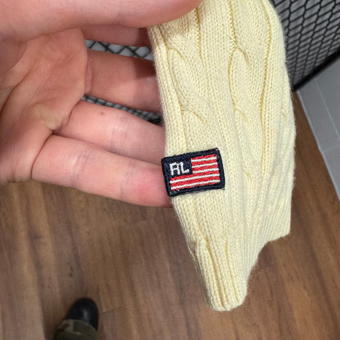 폴로 랄프로렌 케이블 니트 성조기 자수 로고 포인트 아이보리 상품이미지6