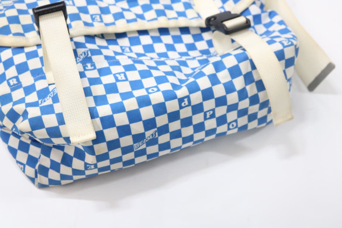 포터 x 빔즈 빈티지 블루 체커보드 메신저백 상품이미지5