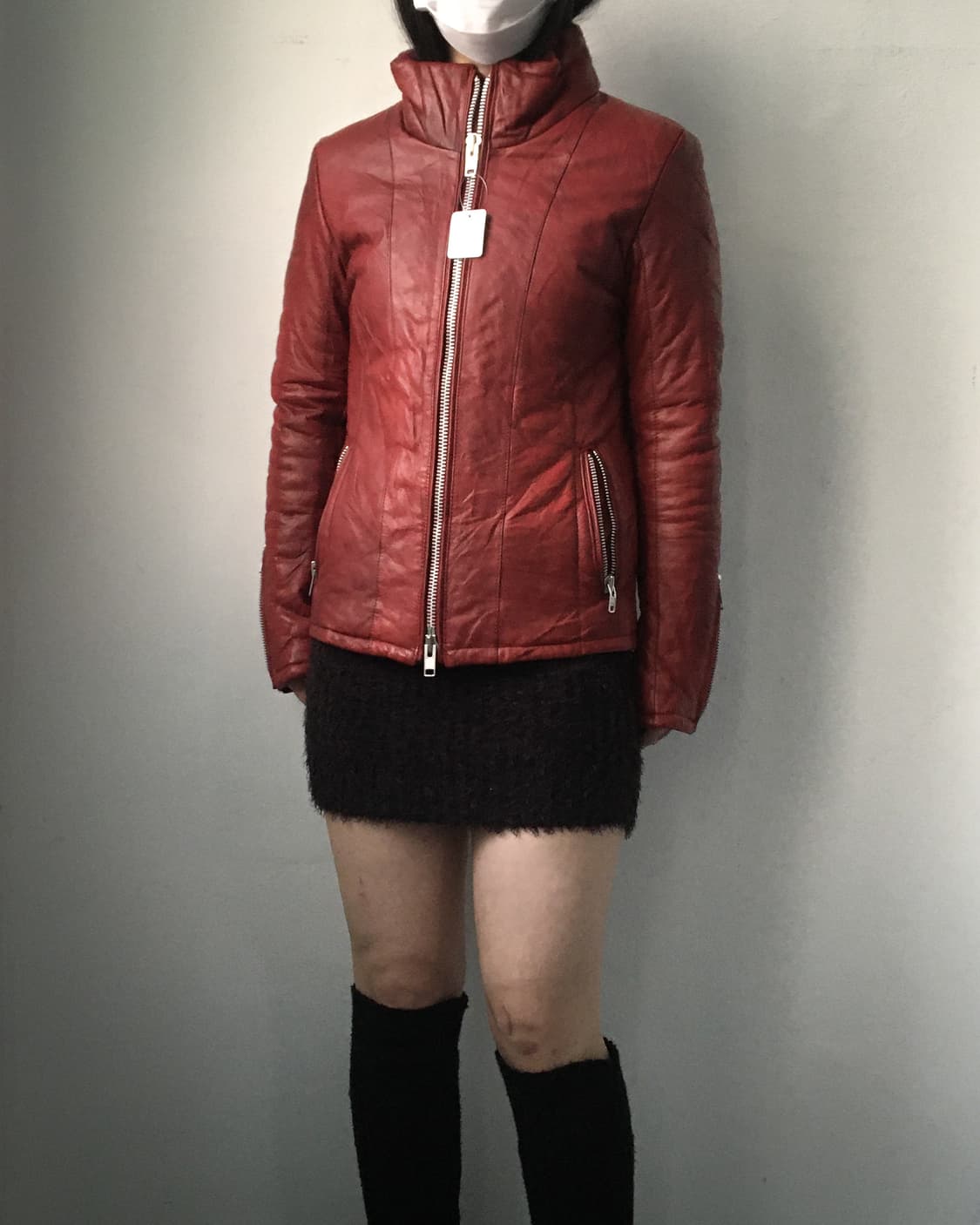 High neck leather jacket 상품이미지1