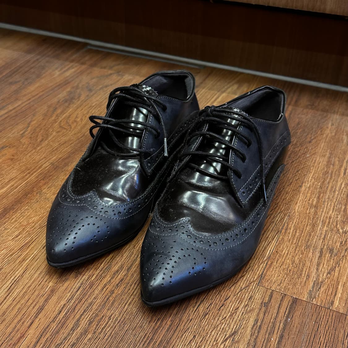 Black Wingtip Brogue Lace up Shoes 상품이미지2