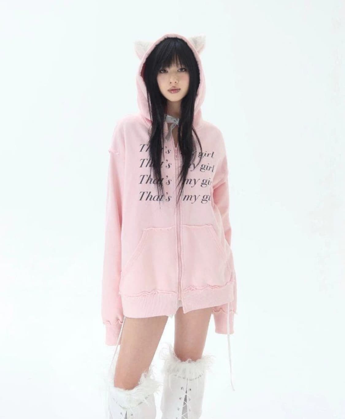 EatMePlz 뉴진스 착용 핑크 키티후디 상품이미지1