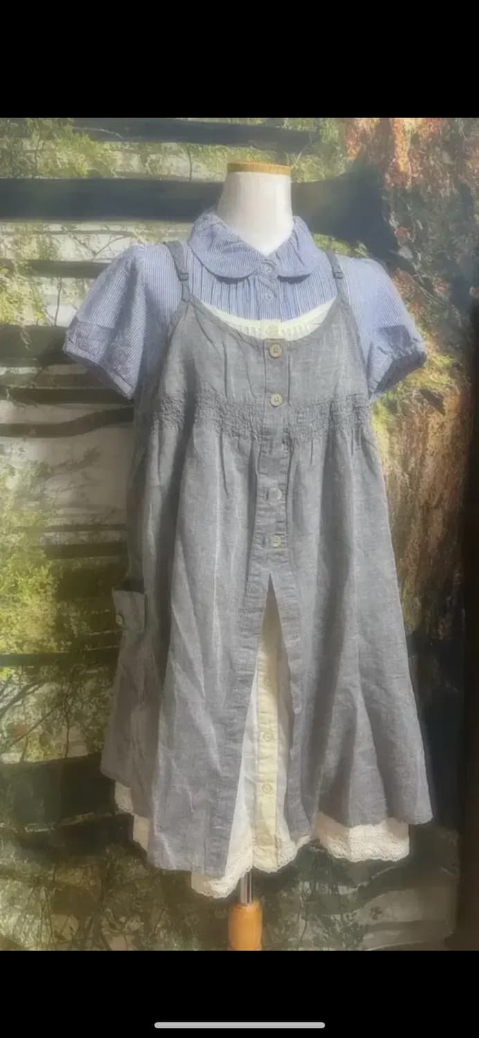 빈티지 홍콩 블라우스 원피스 둥근카라 상품이미지1