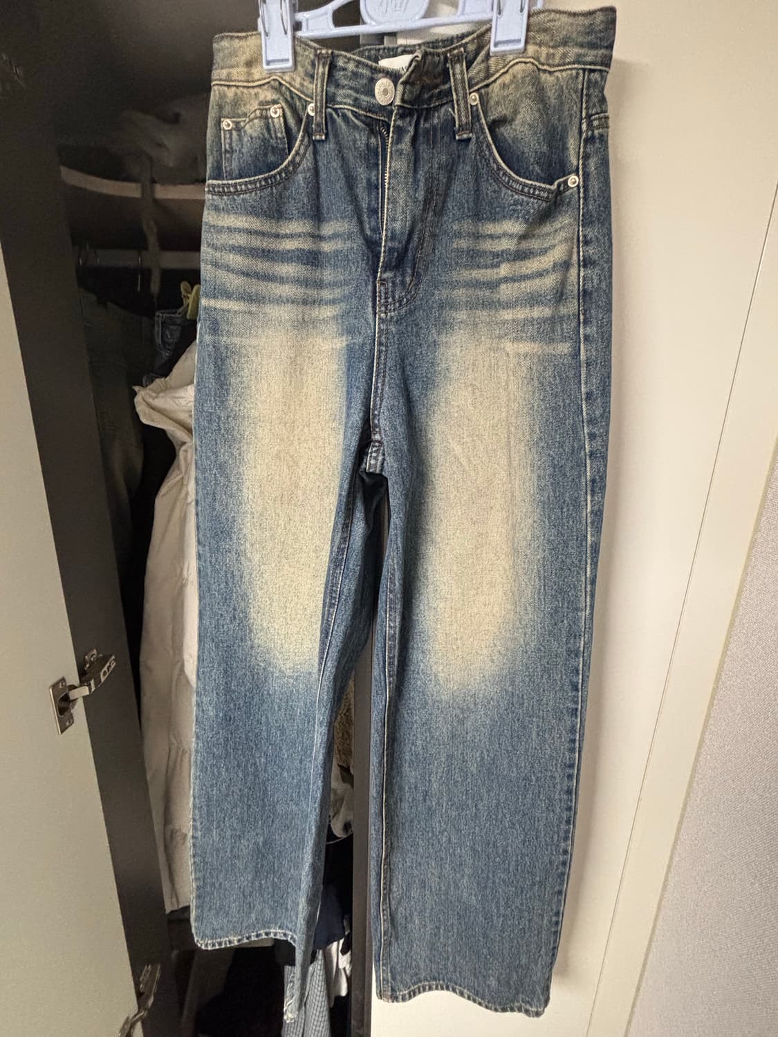 워싱 빈티지 와이드 데님(1회 착용) 상품이미지1