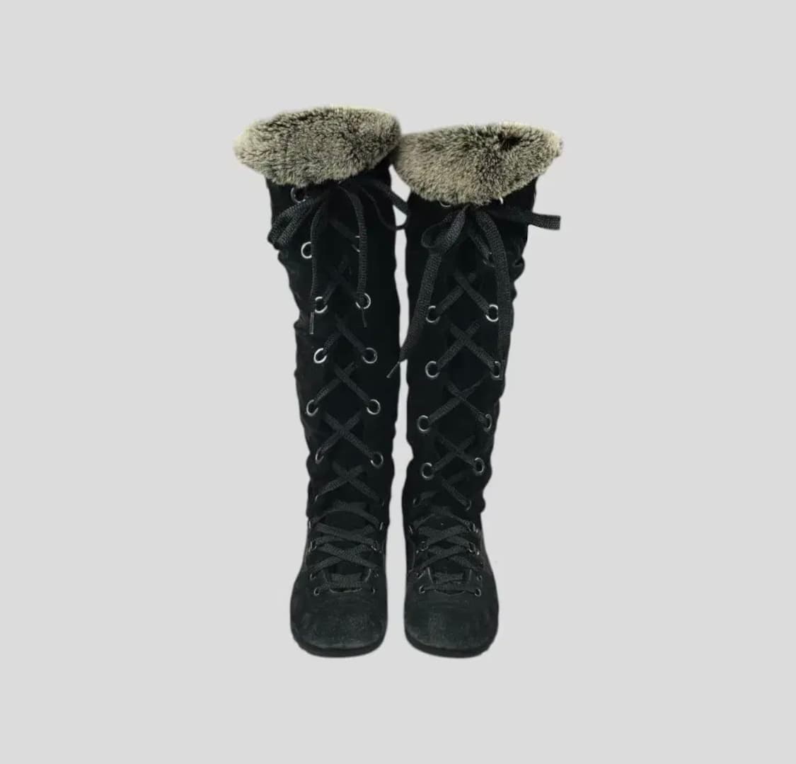 오니츠카타이거 black corduroy fur longboots 250 상품이미지3