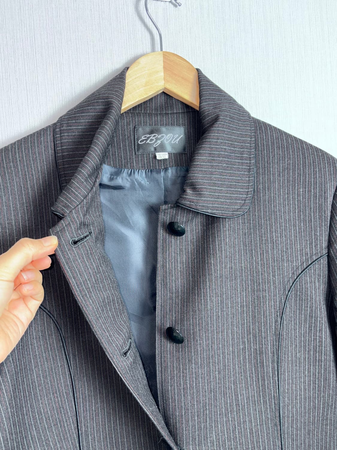 블랙-와인 스트라이프 숏 자켓 상품이미지7