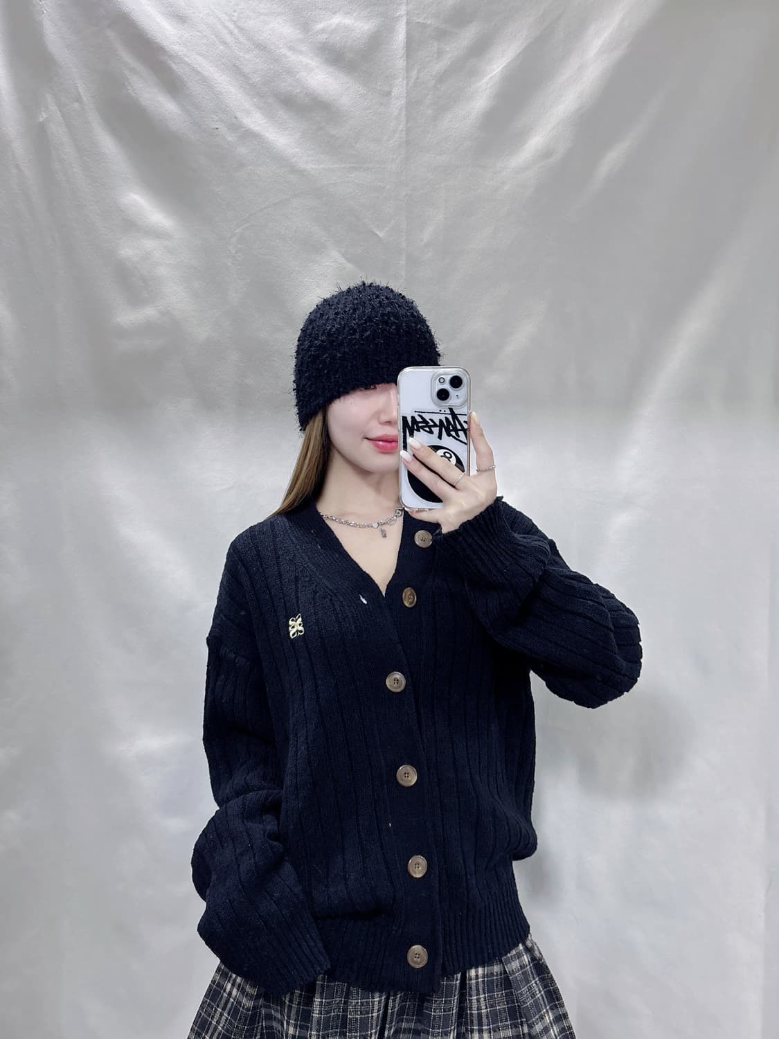 세터 블랙 스몰로고 가디건  상품이미지2