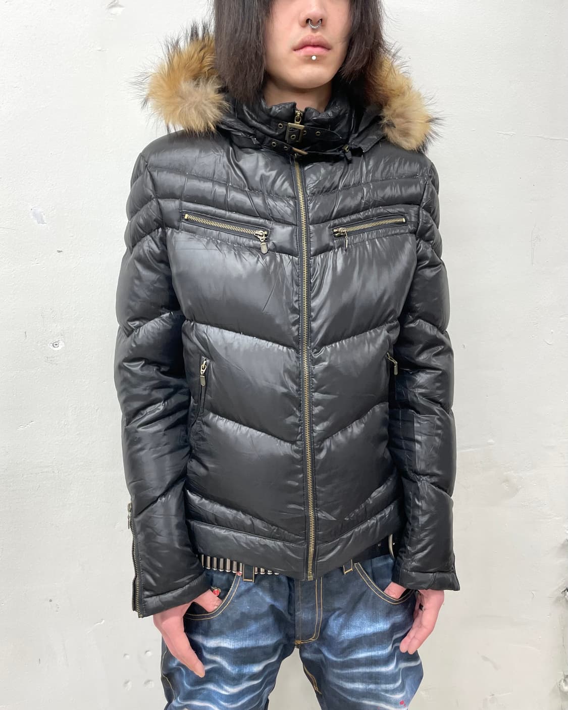 Chic Glossy Black Padded Jacket 상품이미지3