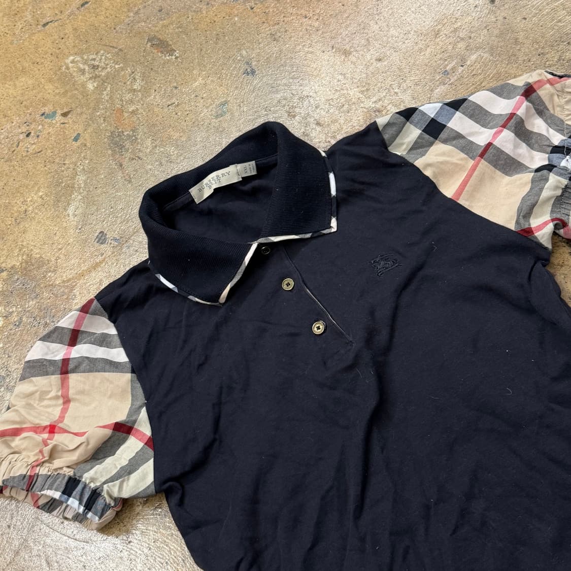 [정품/XXL] 버버리 블랙 체크 반팔 폴로 티셔츠 b17 상품이미지1