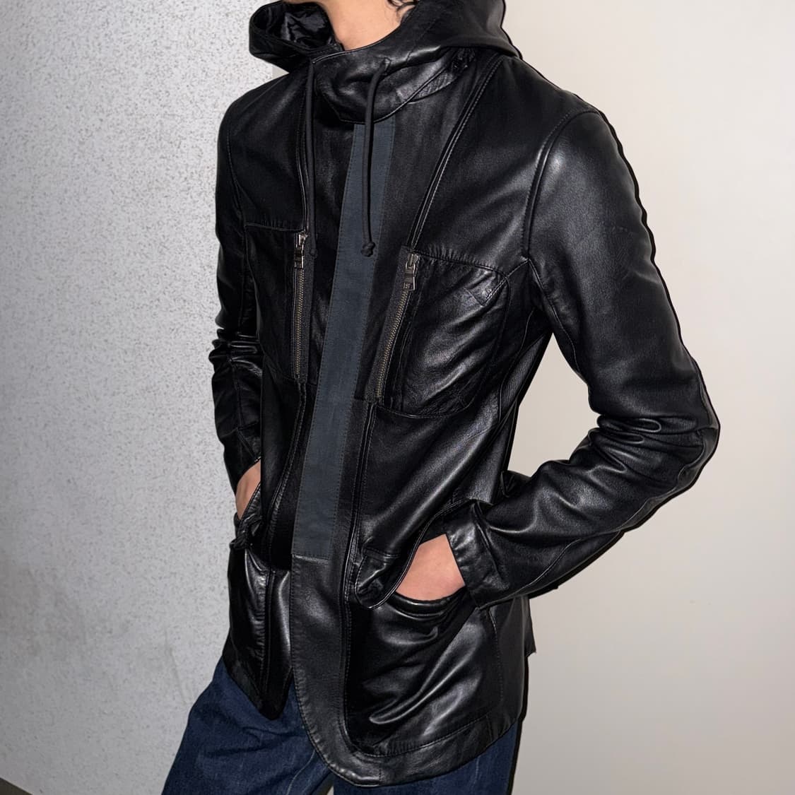 아르마니 익스체인지 레더 후드 자켓 상품이미지1