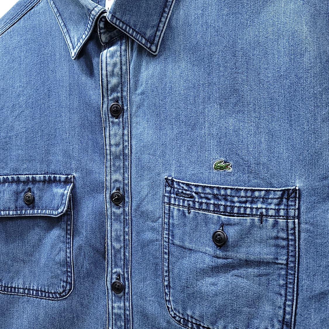 [95~100] 라코스테 중청 슬림핏 데님 긴팔셔츠 상품이미지4