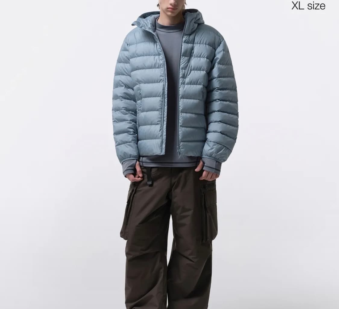 [2XL] 무신사스탠다드 시티 레저 후디드 라이트 패딩 문블루 상품이미지1