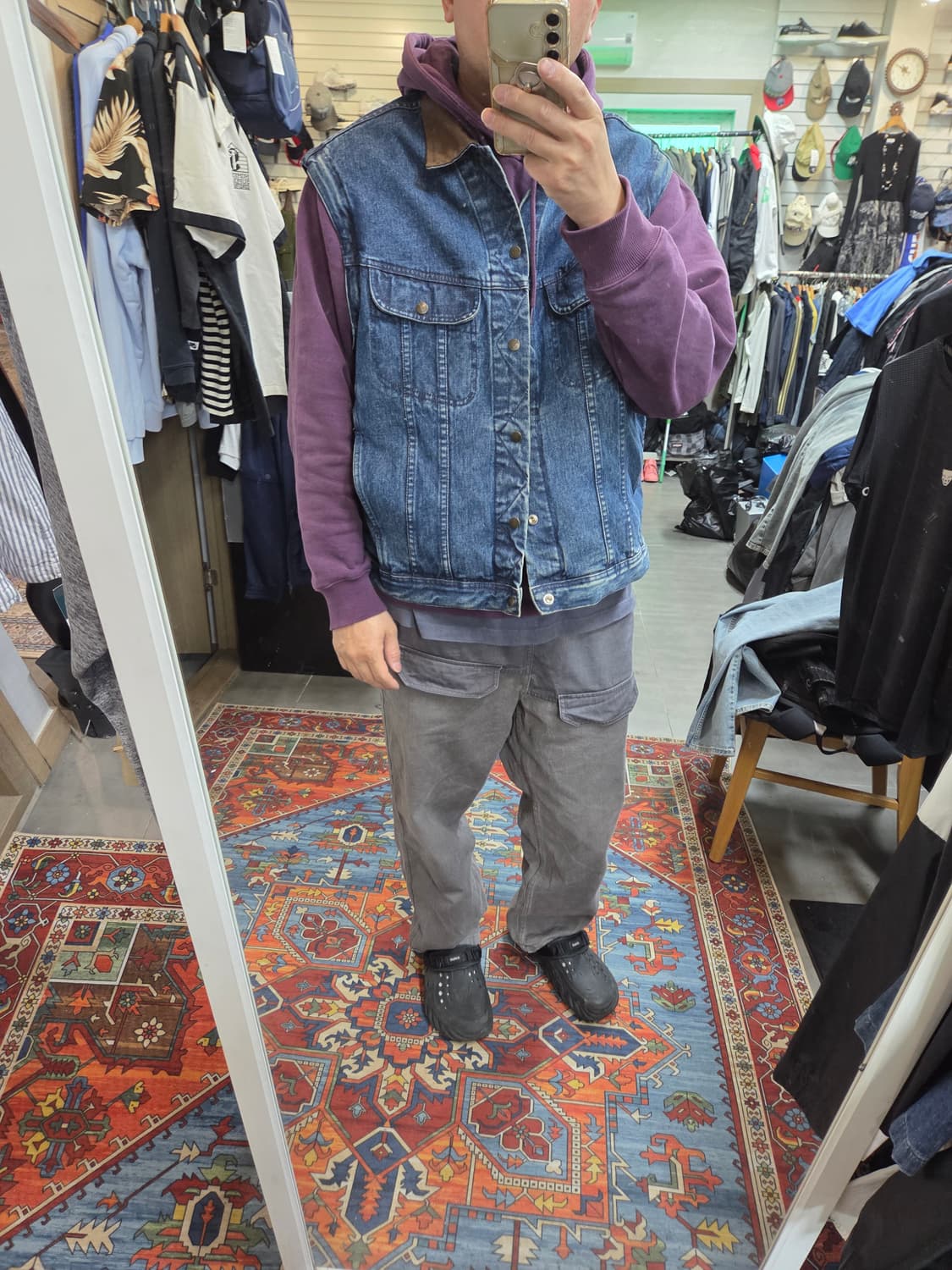 Dakota 빈티지 팔분리형 엘보우패치 데님 조끼 자켓 xl 상품이미지9