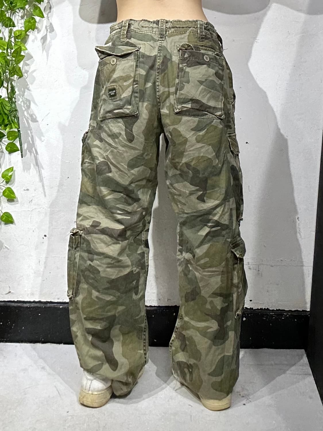 일본 빈티지 멀티 포켓 유틸리티 밀리터리 카모 카고 팬츠 와이드 바지 L 상품이미지3