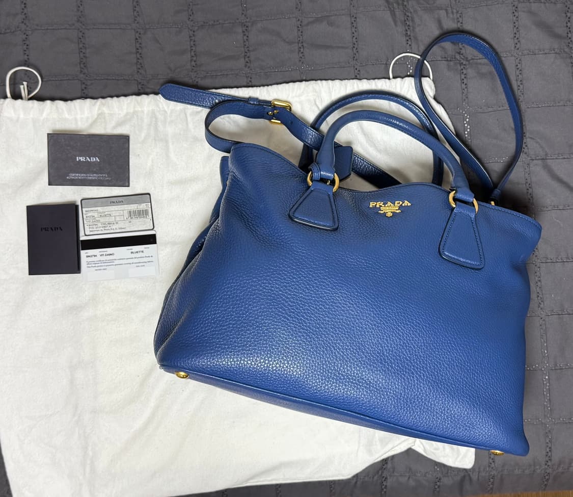프라다 비텔로 다이노 토트백 블루 상품이미지1