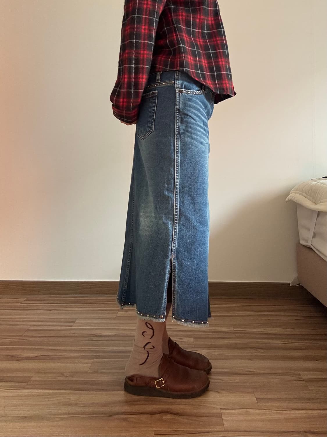 데님 스터드 롱스커트 상품이미지2